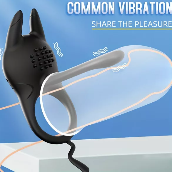 AlvUp - Vibrating Ring with Clitoral Stimulator (Black)