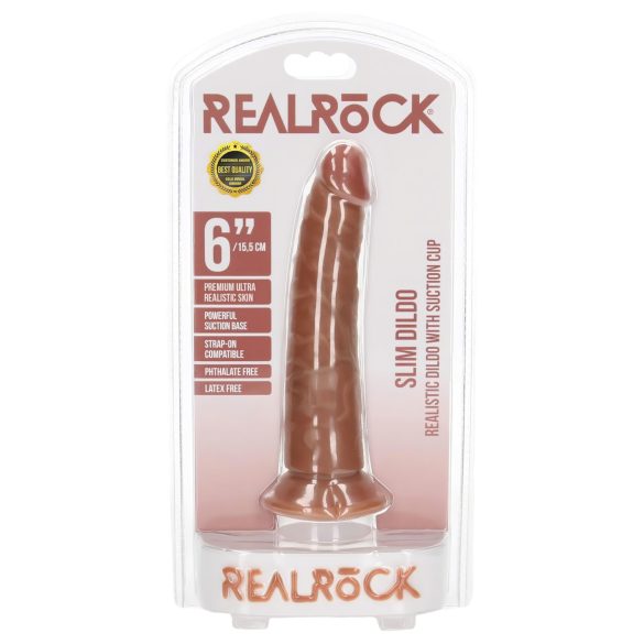 RealRock Slim - 15.5cm Realistic Dildo (Dark Natural)