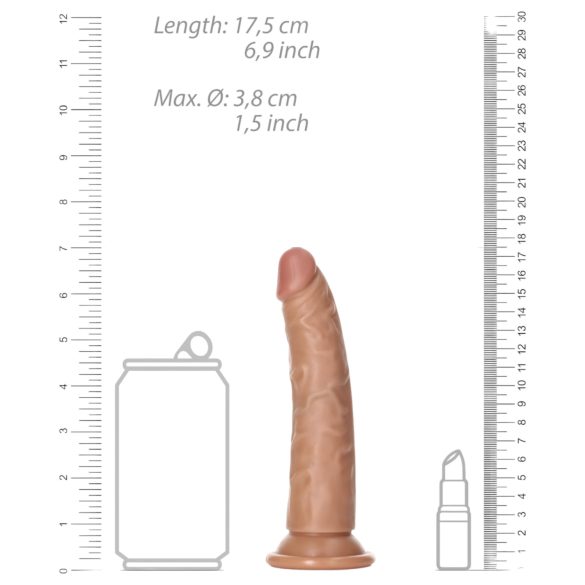 RealRock Slim - 15.5cm Realistic Dildo (Dark Natural)