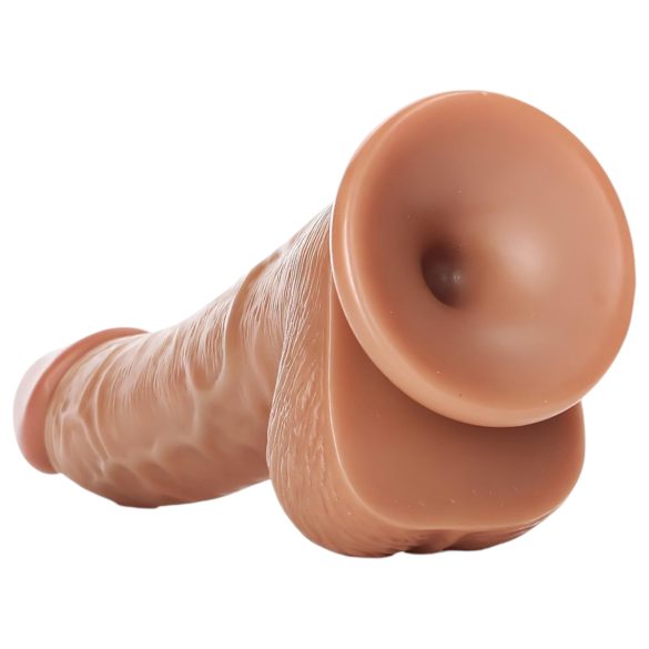 RealRock - Suction Cup Dildo with Balls - 15.5cm (Dark Natural)