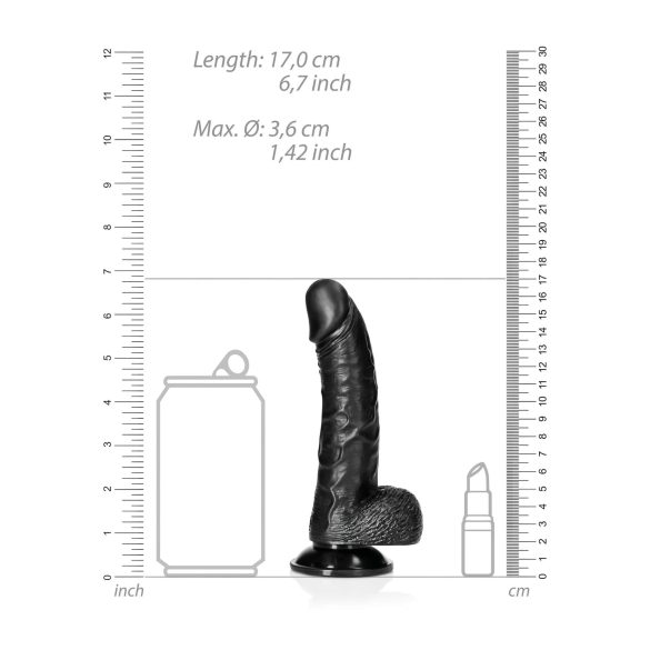 RealRock - Suction Cup Realistic Dildo - 6" (Black)