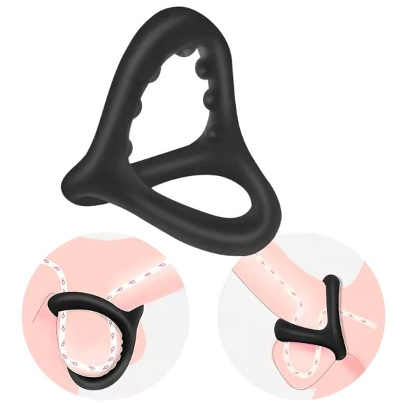 Textured Black Penis and Testicle Ring