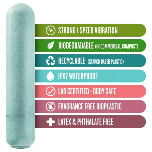 Gaia Eco M - eco-friendly vibrator (turquoise) - medium size