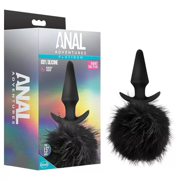 Anal Adventures Platinum - Bunny Tail Butt Plug (Black)