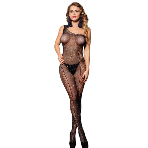 Subblime 952037 - Black Rhinestone Fishnet Bodysuit - Sizes S-L