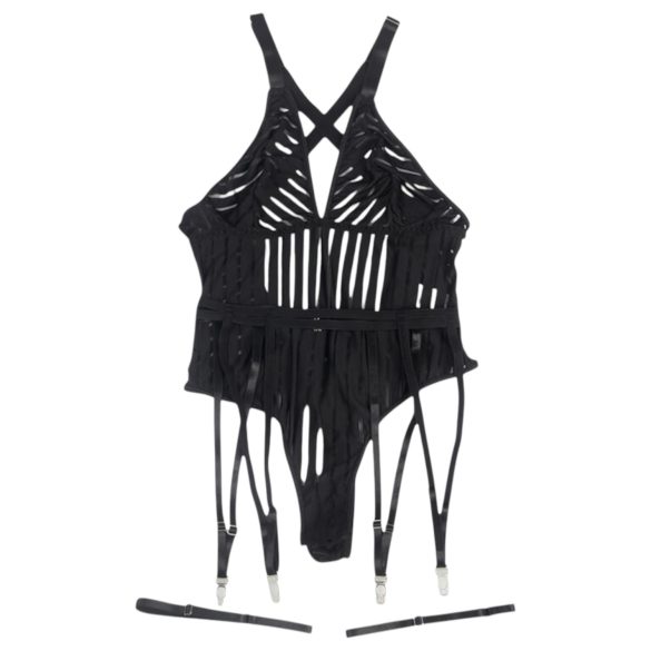 Subblime 954147 - Striped Bodysuit Set - (Black) - L/XL