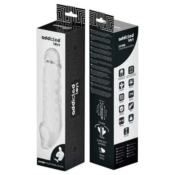Addicted Toys - 23cm Translucent Penis Sleeve with Ball Ring