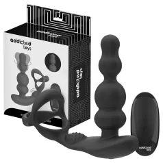   Addicted Toys - Rotating Head Anal Vibrator with Cock Ring (Black)