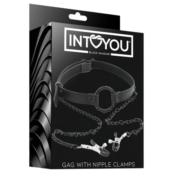 INTOYOU - Mouth Gag with Nipple Clamps (Black)