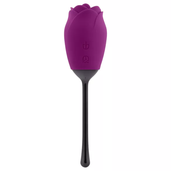 Playboy - Waterproof Rechargeable Rose Vibrator with Tongue (Purple)