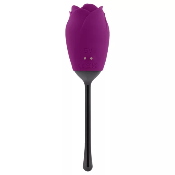 Playboy - Waterproof Rechargeable Rose Vibrator with Tongue (Purple)