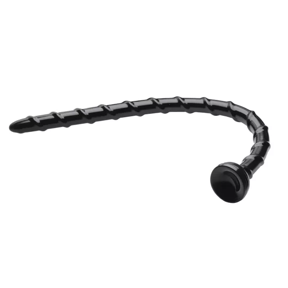 Hosed Swirl Slim Anal Snake 18 - Black Anal Dildo