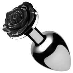 Black Rose Booty Sparks - Aluminum Anal Plug (Silver-Black)