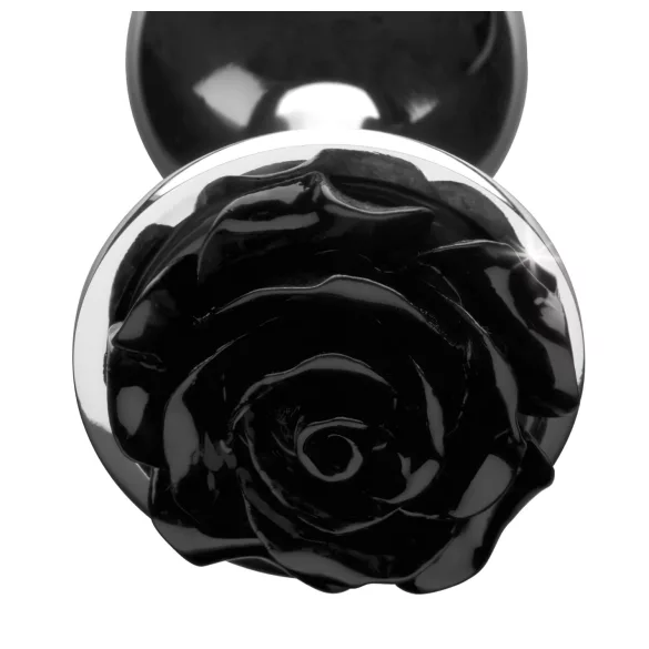 Booty Sparks Black Rose - aluminium anal plug (silver-black)
