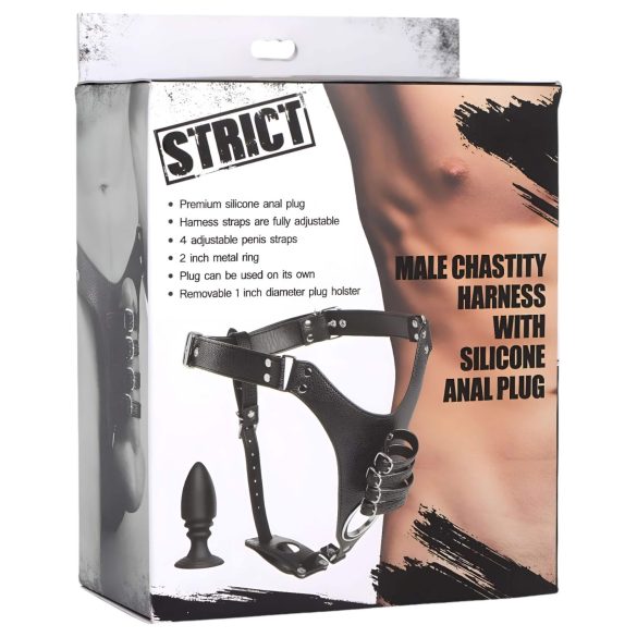 Strict - Male Chastity Belt with Anal Plug (Black)