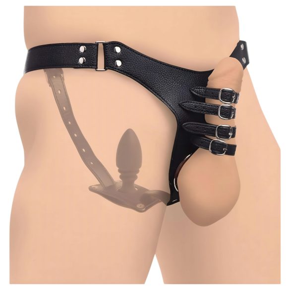 Strict - Male Chastity Belt with Anal Plug (Black)