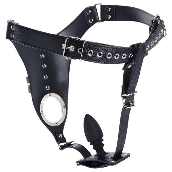 Strict - Male Chastity Belt with Anal Plug (Black)