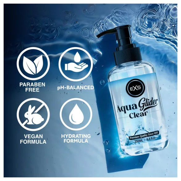 EXS AquaGlider Clear - transparent water-based lubricant in pump bottle (250ml)