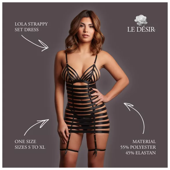Le Désir Lola - strappy striped mini dress (black)