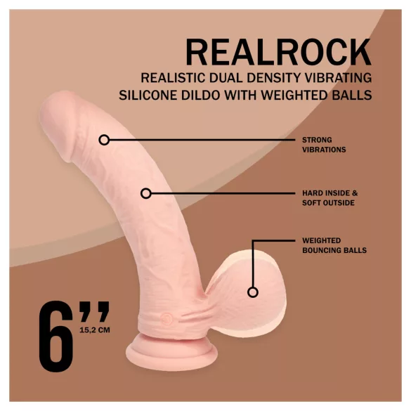 RealRock - dual-density realistic vibrator (flesh coloured) - 15 cm