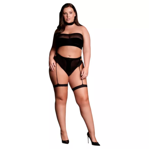 Le Désir Plus Size - 3-Piece Lingerie Set - Black (XL-4XL)