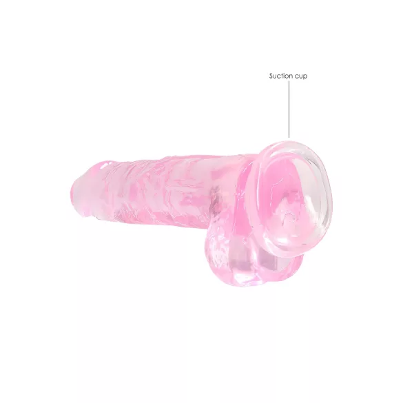 REALROCK - Lifelike Transparent Dildo - Pink (19cm)