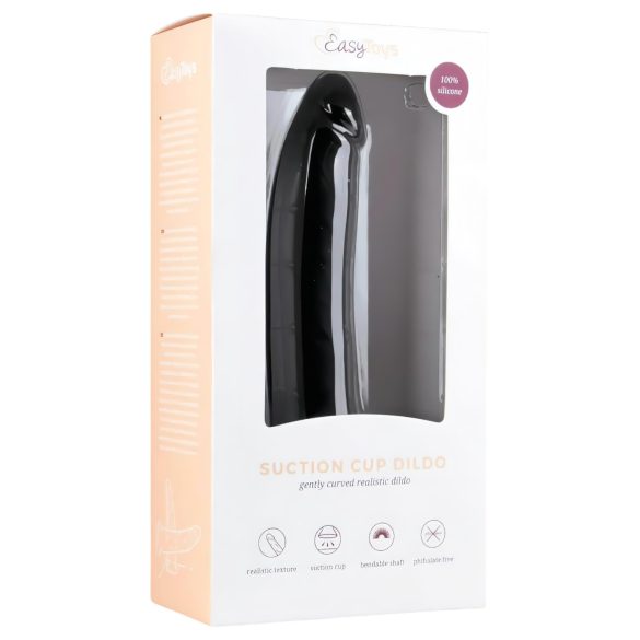 Easytoys - 100% Silicone Suction Cup Dildo (21cm) - Black