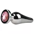 EasyToys Metal No.11 - silver anal plug with pink gem, cone-shaped (3.5 cm)
