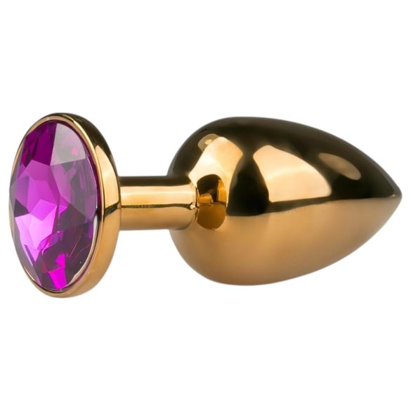 EasyToys Metal No.1 - Gold Anal Plug with Purple Gem (2.5cm)