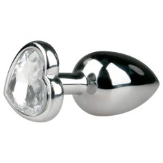 Easytoys Metal No.2 - Heart Jewel Anal Plug (Silver-White)