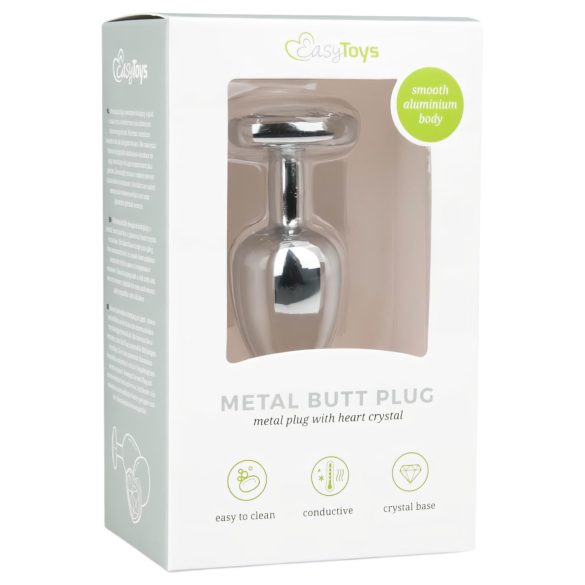 Easytoys Metal No.2 - Heart Jewel Anal Plug (Silver-White)