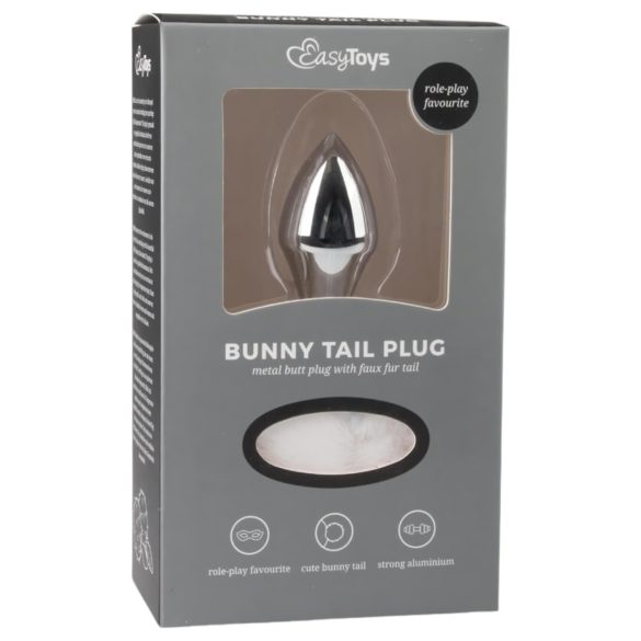 Easytoys Bunny NO1 - Metal Anal Plug with Bunny Tail (Silver-White)