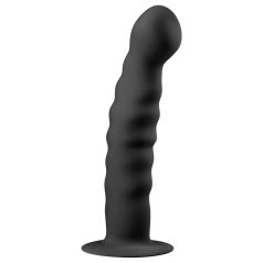 EasyToys Ribbed - Suction Cup Anal Dildo (14cm) - Black