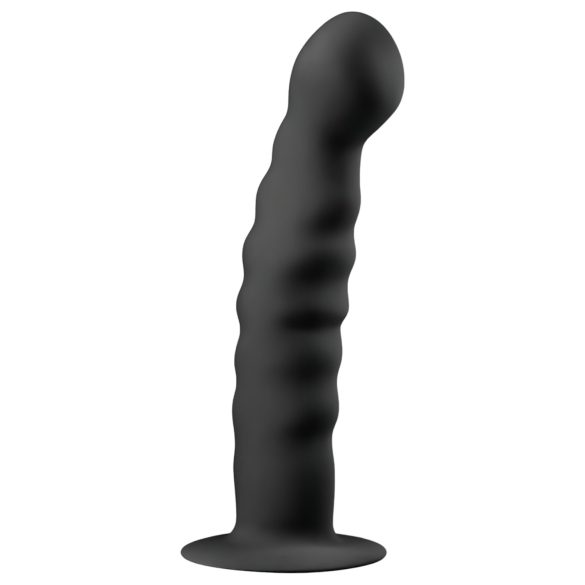 EasyToys Ribbed - Suction Cup Anal Dildo (14cm) - Black