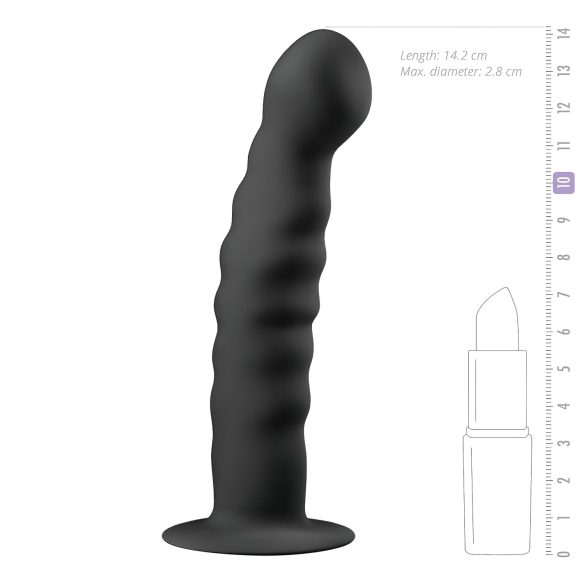 EasyToys Ribbed - Suction Cup Anal Dildo (14cm) - Black