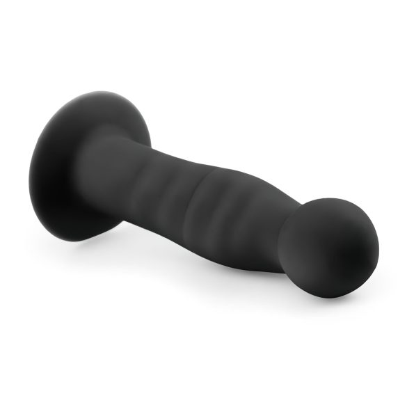 EasyToys Ribbed - Suction Cup Anal Dildo (14cm) - Black