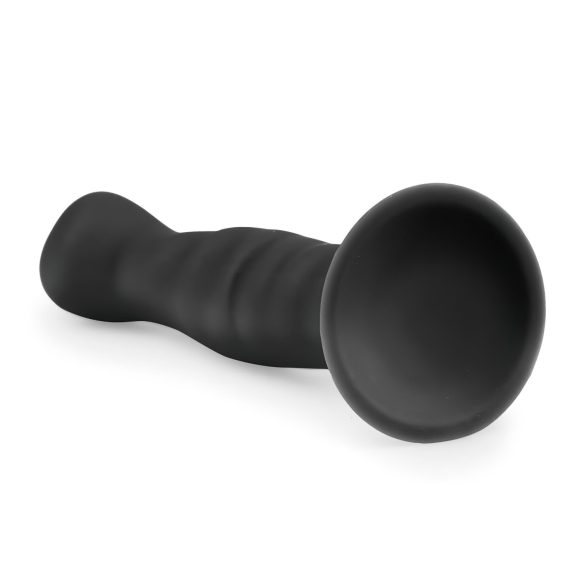 EasyToys Ribbed - Suction Cup Anal Dildo (14cm) - Black