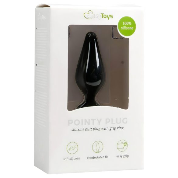 EasyToys Ringed Anal Plug - Medium (Black)