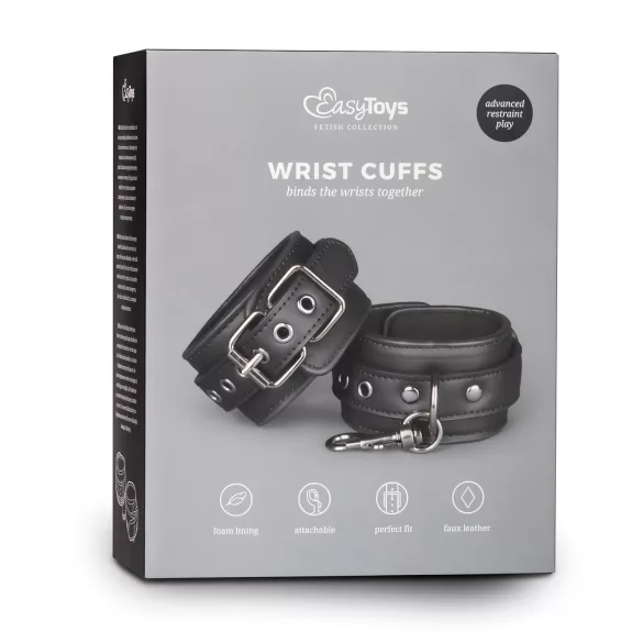 Easytoys - Black Faux Leather Handcuffs