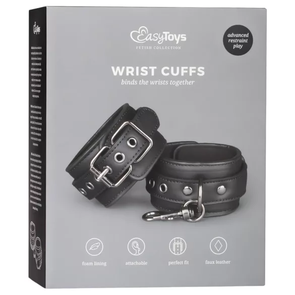 Easytoys - Black Faux Leather Handcuffs