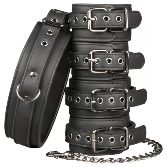 Easytoys - Black Collar, Wrist & Ankle Restraint Set