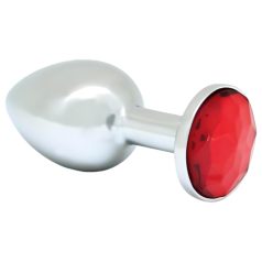 Rimba XS - Silver Metal Anal Plug with Red Gem