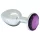 Rimba XS - Silver Metal Anal Plug with Purple Gem