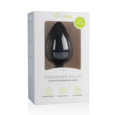 EasyToys Diamond - Large Black Anal Plug with White Gem