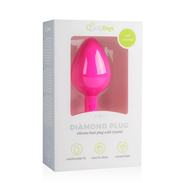 Easytoys Diamond - White Gem Anal Plug (Medium) - Pink