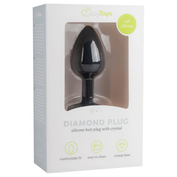 Easytoys Diamond - Black Small Anal Plug with White Gem