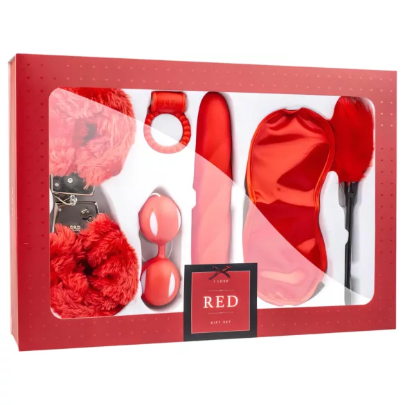 LoveBoxxx I Love Red - Vibrating Bondage Set (6 Pieces) - Red