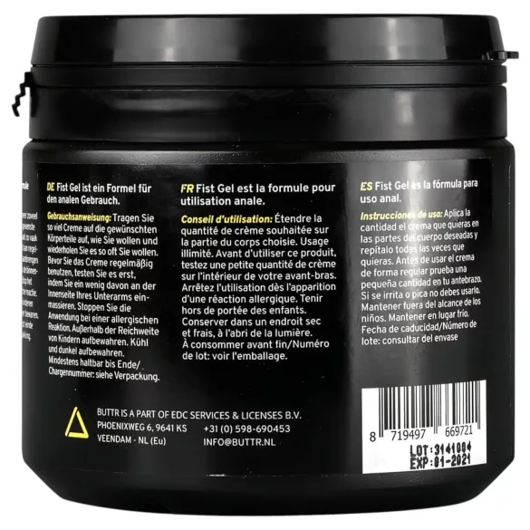 BUTTR Fisting Gel - Water-Based Lubricant (500ml)