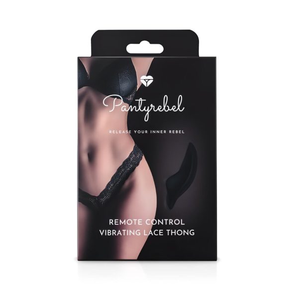 Pantyrebel - Rechargeable Lace Vibrating Thong with Radio Control - Black (S-L)