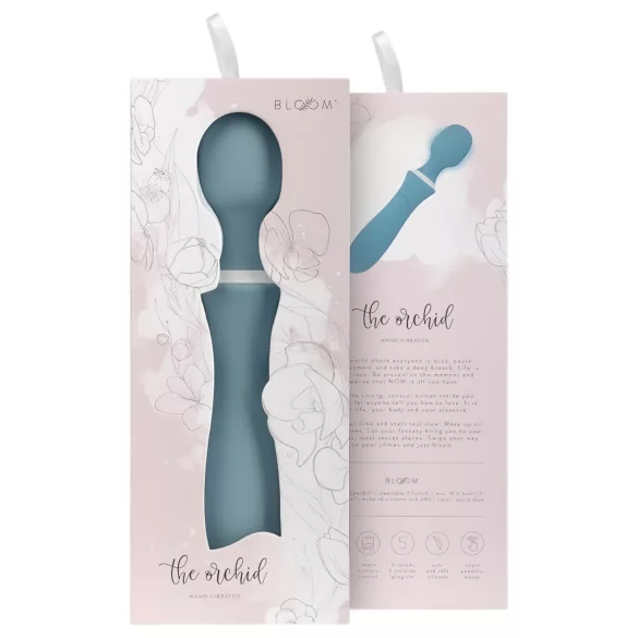 Bloom Orchid Wand - rechargeable massaging vibrator (turquoise)